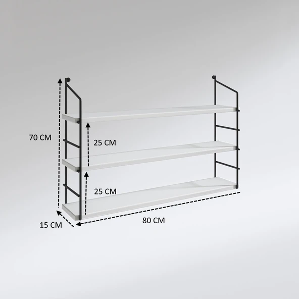 Kenzlife mutfak banyo duvar rafı junzi mat ceviz suntalam 070(Y)*80(G)*15(D)3 KATLI - Resim 3
