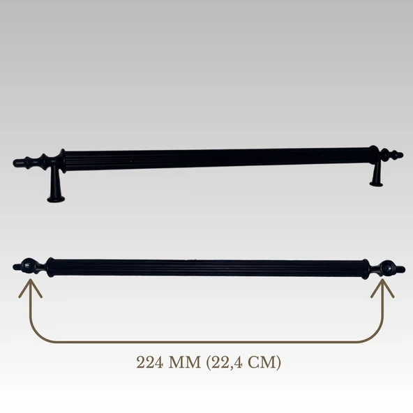 Klipso Mat Siyah 224 MM Metal Lüks Çekmece Dolap Mobilya Kulpları ( 5 ADET ) - Resim 2