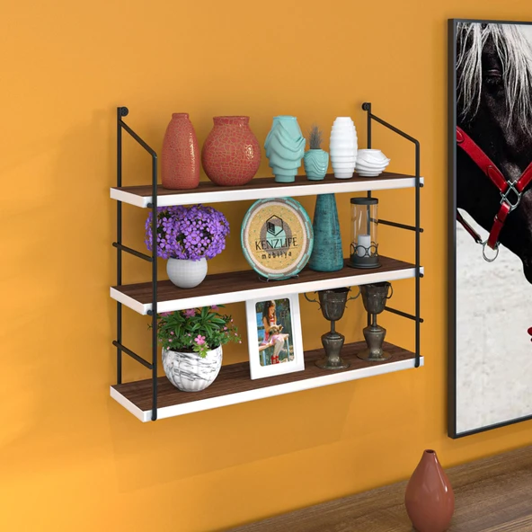 Kenzlife mutfak banyo duvar rafı junzi mat ceviz suntalam 070(Y)*60(G)*15(D)3 KATLI ürün görseli