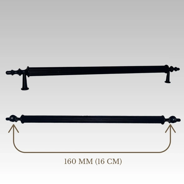 Klipso Mat Siyah 160 MM Metal Lüks Çekmece Dolap Mobilya Kulpları ürün görseli