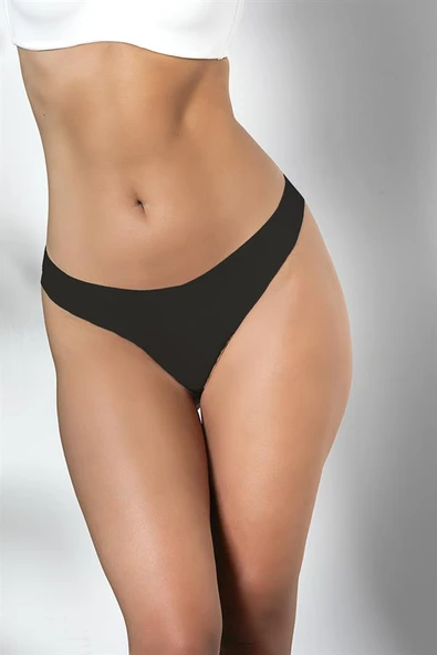 3&apos;LÜ PAKET DİKİŞSİZ, İZ YAPMAZ, LAZER KESİM, STRİNG KÜLOT SİYAH (MGP21262) ürün görseli 1