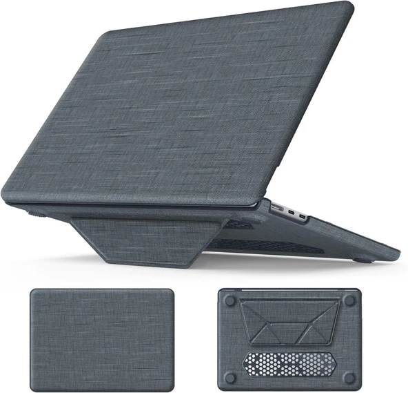 Apple Macbook Pro 14inç M3/M4/Max A3112 A3185 A3401 A2918 A1992 Kılıf Nubuk Üçgen Standlı Havalandırmalı Kapak 2023/2024 ürün görseli 1