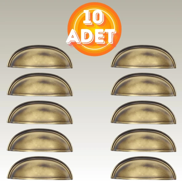 Tas Midye Çanak 64mm Antik Sarı Dolap Çekmece Vestiyer Mobilya Kulpu Metal Kulp ( 10 ADET ) ürün görseli