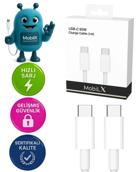MobiLX Xiaomi 15 60W Type-C to Type-C Örgülü Şarj ve Data Kablosu (1m)