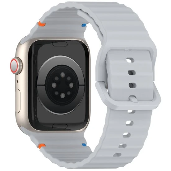 Apple Watch 44/45/46/49mm Kordon Dekoratif Örgü Çizgili Spor Silikon Kayış 2/3/4/5/6/se/7/8/9/10/11/ultra - 6