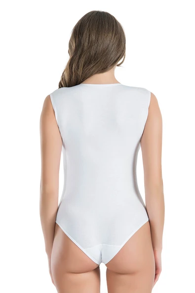 Derya Kurşun Bisiklet Yaka Kolsuz Çıtçıtlı Kadın Body 318 - Resim 2