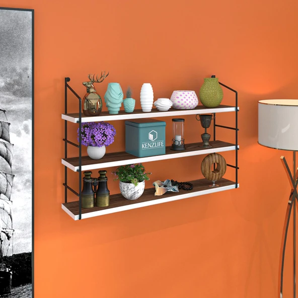 Kenzlife mutfak banyo duvar rafı junzi mat ceviz suntalam 070(Y)*80(G)*15(D)3 KATLI ürün görseli