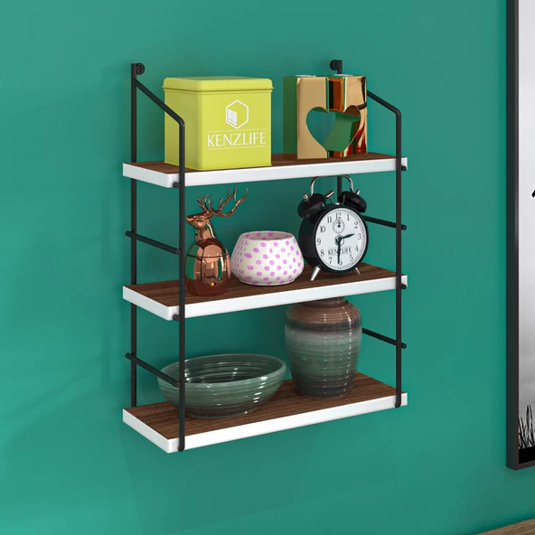 Kenzlife mutfak banyo duvar rafı junzi mat ceviz suntalam 070(Y)*40(G)*15(D)3 KATLI ürün görseli