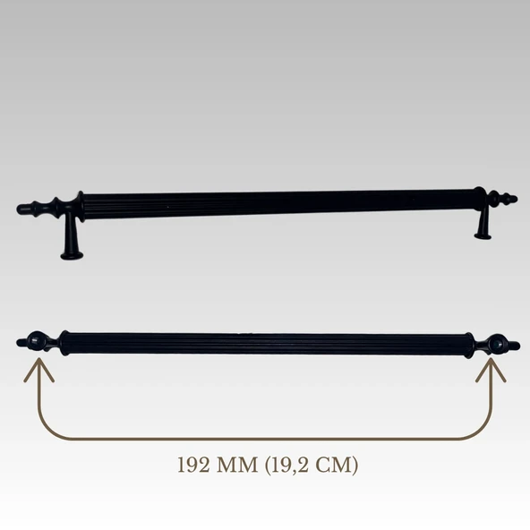 Klipso Mat Siyah 192 MM Metal Lüks Çekmece Dolap Mobilya Kulpları ürün görseli