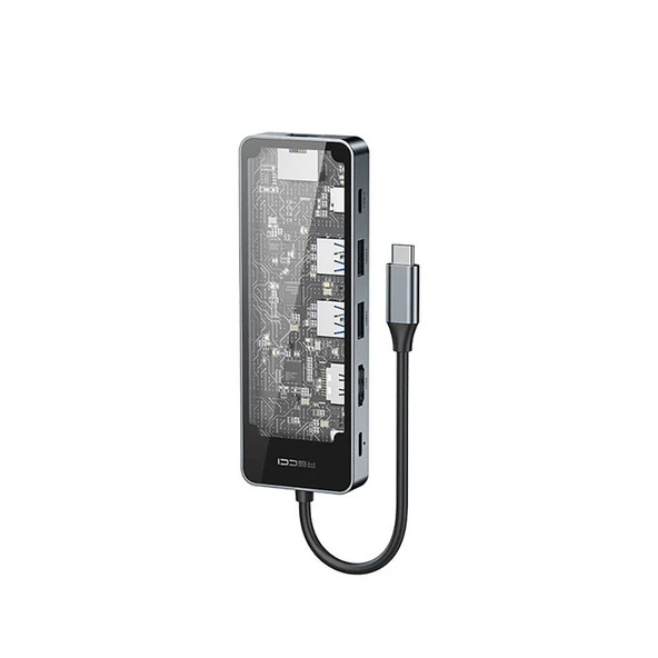 Recci RH17 Type-C to Type-C PD100W + USB3.0 + HDMI + Type-C + RJ45 Bağlantılı 6in1 Hub - Resim 2