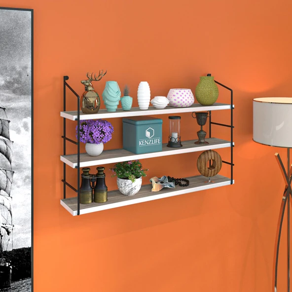 Kenzlife mutfak banyo duvar rafı junzi mat cordoba suntalam 070(Y)*80(G)*15(D)3 KATLI ürün görseli