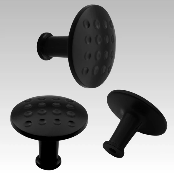 Noktalı Düğme Çekmece Dolap Kapak Kulpu Kulbu Mat Siyah Metal Daire Kulp ( 10 ADET ) - Resim 3
