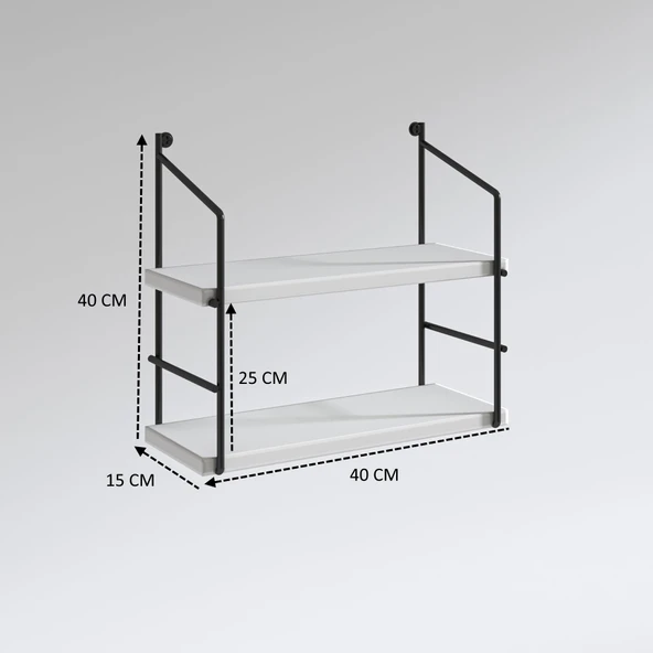 Kenzlife mutfak banyo duvar rafı junzi mat cordoba suntalam 040(Y)*40(G)*15(D)2 katlı - Resim 3