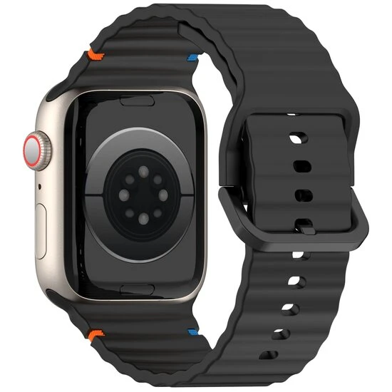 Apple Watch 10/11 42mm-38/40/41mm Kordon Dekoratif Örgü Çizgili Spor Silikon Kayış 2/3/4/5/6/se/7/8/9 - 3