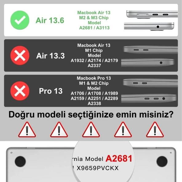 Apple Macbook Air 13.6inç M2/M3 A2681 A3113 Kılıf Nubuk Üçgen Standlı Havalandırmalı Kapak 2022/2024 - 4