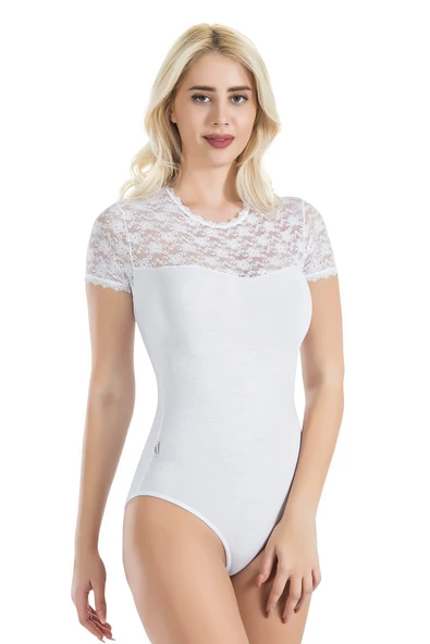 Derya Kurşun Yarım Kol Dantelli Kadın Body 338 ürün görseli