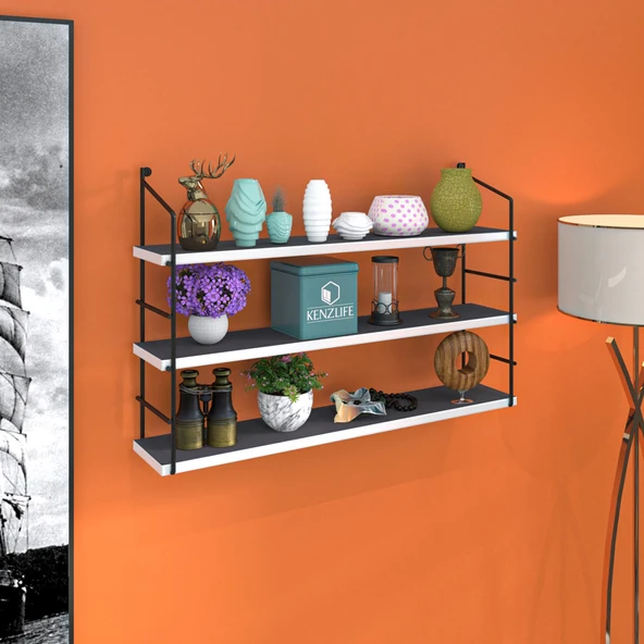 Kenzlife mutfak banyo duvar rafı junzi mat gri suntalam 070(Y)*80(G)*15(D)3 KATLI ürün görseli