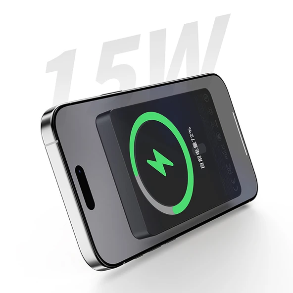 Recci RP35 PD 20W Led Göstergeli Hızlı Şarj Özellikli Wireless Powerbank 15W 10000mAh - 10