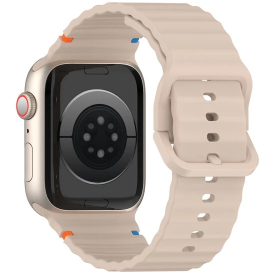 Apple Watch 10/11 42mm-38/40/41mm Kordon Dekoratif Örgü Çizgili Spor Silikon Kayış 2/3/4/5/6/se/7/8/9 - 9
