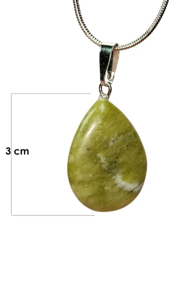 Akuamarin Doğal Taşı Zincirli El Yapımı Kolye Uç: 3 cm Zincir: 20 cm Kutulu - Resim 2