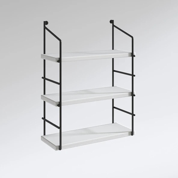 Kenzlife mutfak banyo duvar rafı junzi mat beyaz suntalam 070(Y)*40(G)*15(D)3 KATLI - Resim 2