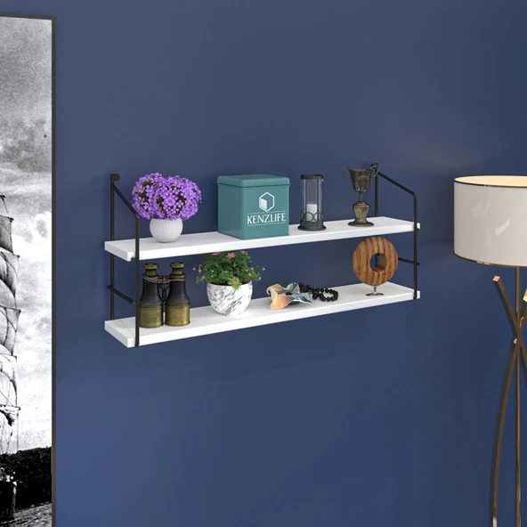 Kenzlife mutfak banyo duvar rafı junzi mat beyaz suntalam 040(Y)*80(G)*15(D)2 katlı ürün görseli