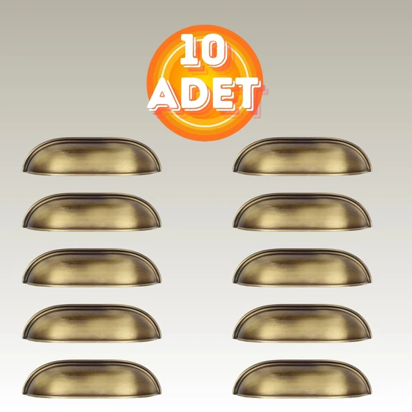 Tas Midye Çanak 96mm Antik Sarı Dolap Çekmece Vestiyer Mobilya Kulpu Metal Kulp ( 10 ADET ) ürün görseli