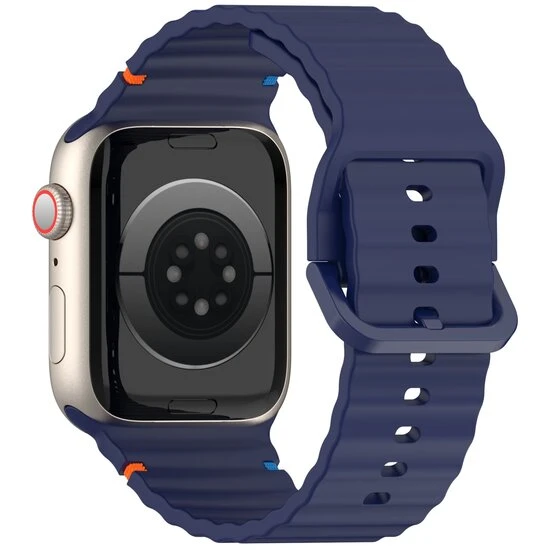 Apple Watch 10/11 42mm-38/40/41mm Kordon Dekoratif Örgü Çizgili Spor Silikon Kayış 2/3/4/5/6/se/7/8/9 - 4