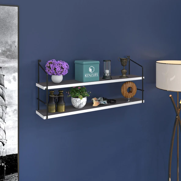 Kenzlife mutfak banyo duvar rafı junzi mat gri suntalam 040(Y)*80(G)*15(D)2 katlı ürün görseli