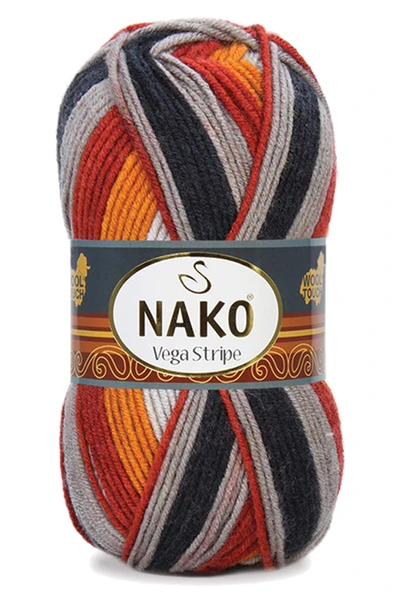 5 Adet Vega Stripe Premium Akrilik El Örgü İpi Yünü No: 82417 - Resim 2