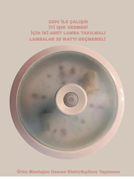 NADE Beyaz E-27x2 Duylu Sensörlü Tavan Glop (Sac Kasa) - 3