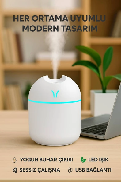 Işıklı Aromaterapi Hava Nemlendirici • Sessiz Çalışma • Güçlü Buhar • Modern Tasarım - 3