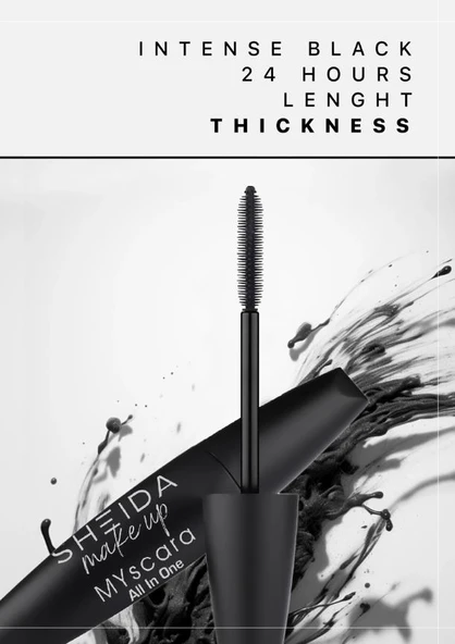 Sheida All In One Yoğun Hacim Ve Kıvrım Veren Extra Siyah Maskara - 2