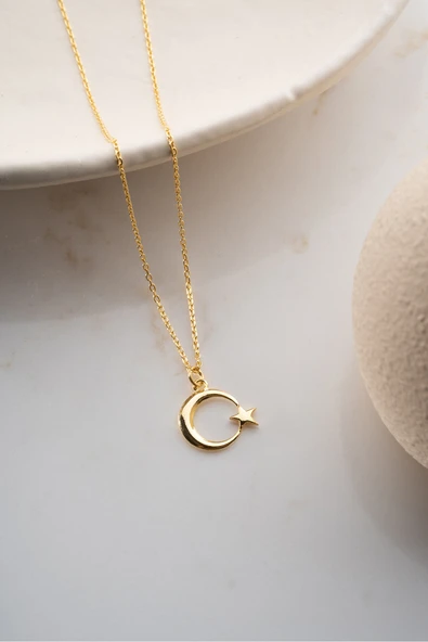 AY YILDIZ GÜMÜŞ KOLYE - Resim 5