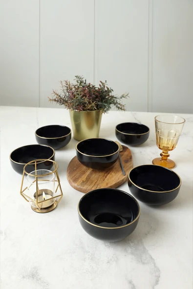 Keramika Siyah Gold Bulut Kase 12 Cm 6 Adet - Resim 2