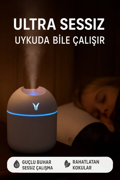 Işıklı Aromaterapi Hava Nemlendirici • Sessiz Çalışma • Güçlü Buhar • Modern Tasarım - 4