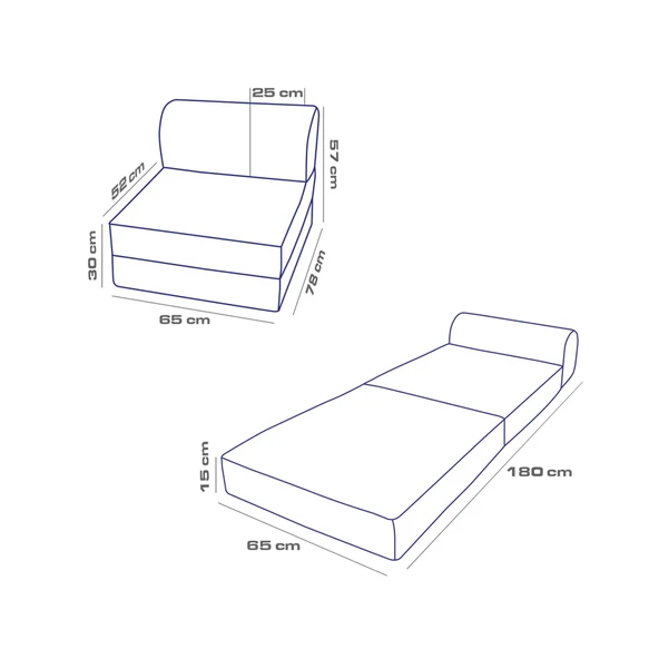 Yataklı Koltuk Magic Keten Görünümlü Tek Kişilik  Antrasit Tek - 8