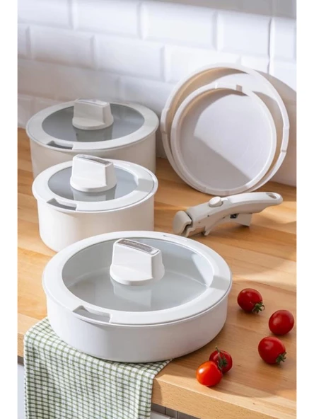 Acar BFT5945 Ultimate Pro Beyaz Tencere Seti 9 Parça ürün görseli