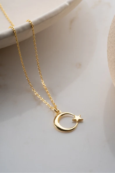 AY YILDIZ GÜMÜŞ KOLYE - Resim 6