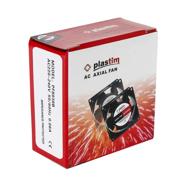 Plastim 80x80x38mm 22V AC Bilezikli Aksiyel Fan - PF8038B - Resim 4