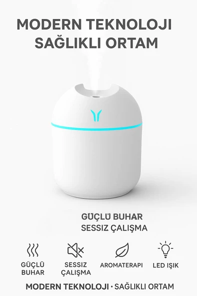 Işıklı Aromaterapi Hava Nemlendirici • Sessiz Çalışma • Güçlü Buhar • Modern Tasarım - 6