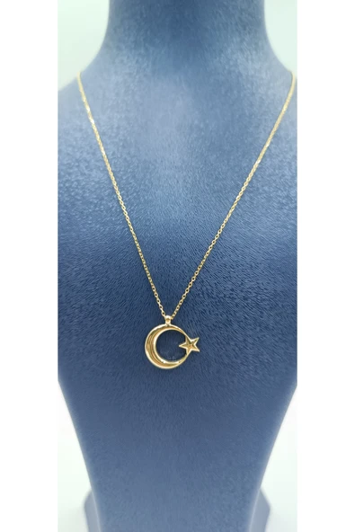 AY YILDIZ GÜMÜŞ KOLYE - Resim 2