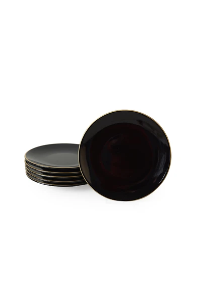 Keramika Siyah Gold Ege Pasta Tabağı 20 Cm 6 Adet - 5