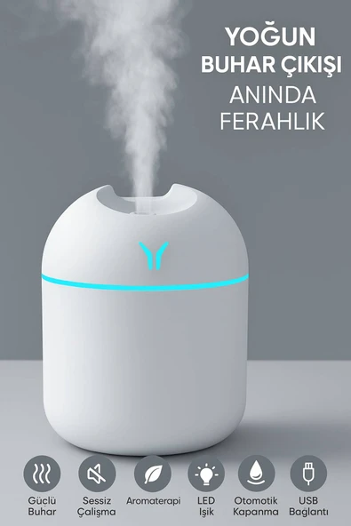 Işıklı Aromaterapi Hava Nemlendirici • Sessiz Çalışma • Güçlü Buhar • Modern Tasarım - 8