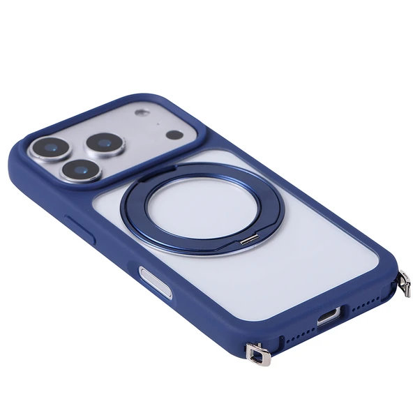 iPhone 17 Pro Max Kılıf M-Safe Şarj Özellikli Standlı ZNTH Piza Silikon Kapak - Turuncu - Resim 4