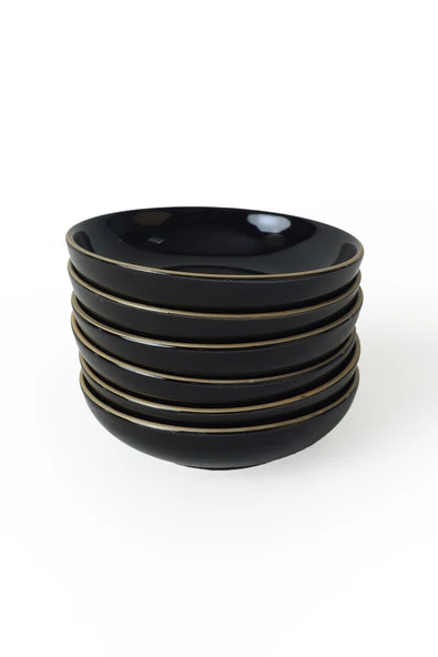 Keramika Siyah Gold Halka Çerezlik / Sosluk 13 Cm 6 Adet - Resim 7