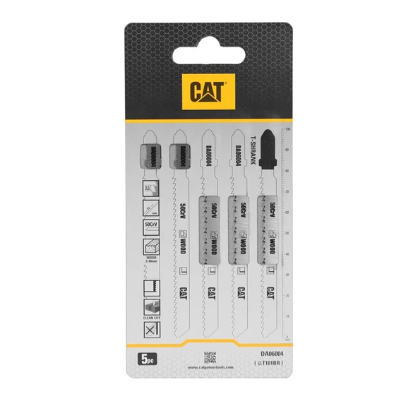 CAT DA06004 5 Parça Profesyonel Ahşap Ters Çapaksız Temiz Kesim Dekupaj Testere Bıçağı, Ucu