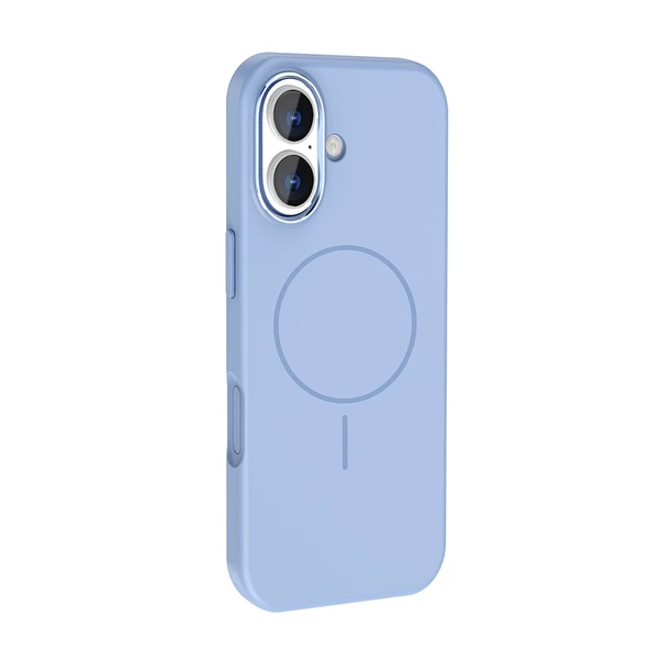 iPhone 17 Kılıf M-Safe Şarj Özellikli Metal Kamera Çerçeveli ZNTH Edi Silikon Kapak - Açık Mavi - Resim 3