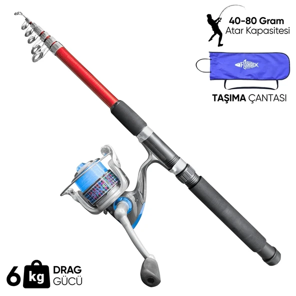 Olta Seti - 300cm Olta Kamışı 40-80GR / 4000'lik Olta Makinesi (XA-Kırmızı) - Taşıma Çantalı ürün görseli 1