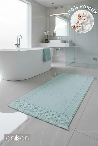 Fesun Turkuaz Ayak Havlusu - 60x130Cm, 690Gr, %100 Pamuk, Spa Ve Otel Banyo Paspası, Günlük Kullanıma Uygun